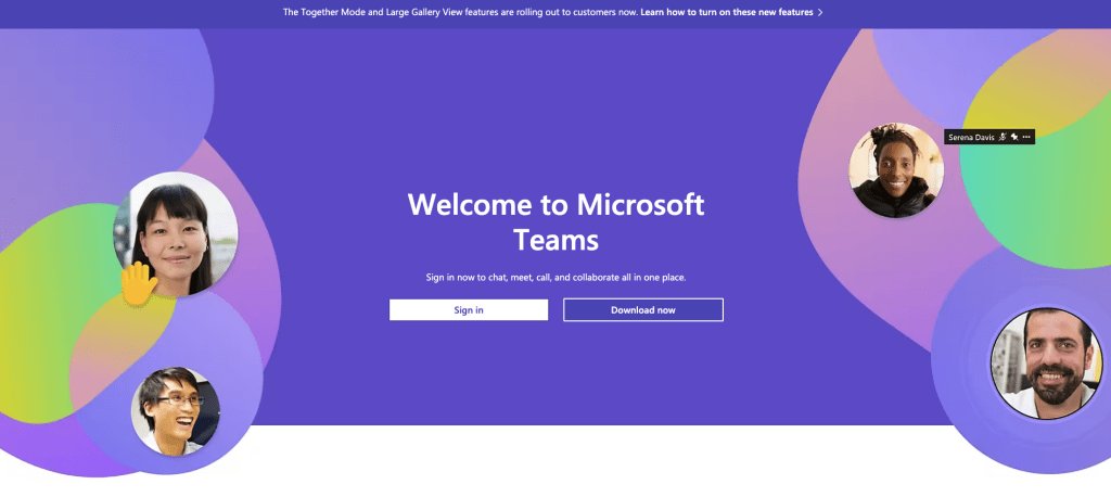 Microsoft Teams sign in page
